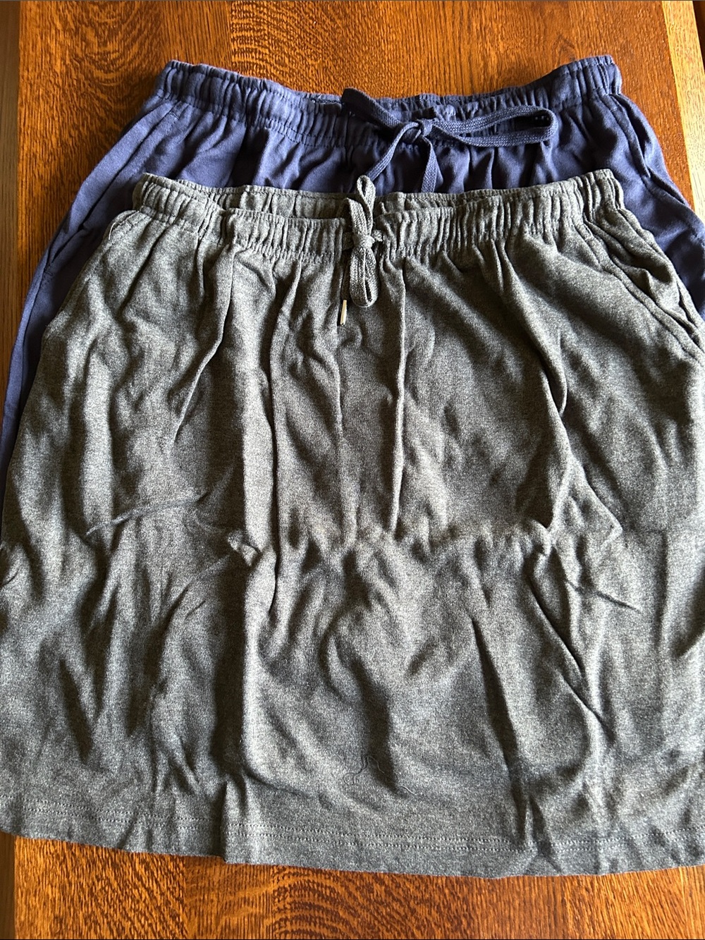Casual Drawstring Elastic-Waist Skort 2 pack - both Gray and Blue included